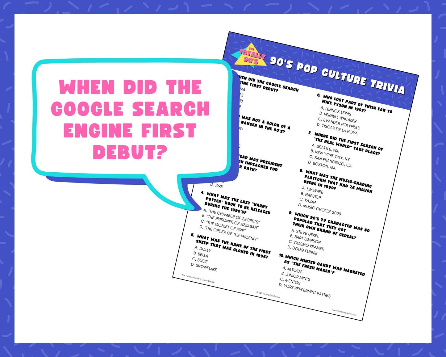 90's Trivia Party Game Bundle