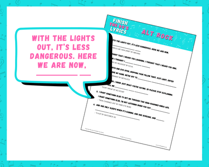 Finish the 90's Lyrics Printable Trivia Game
