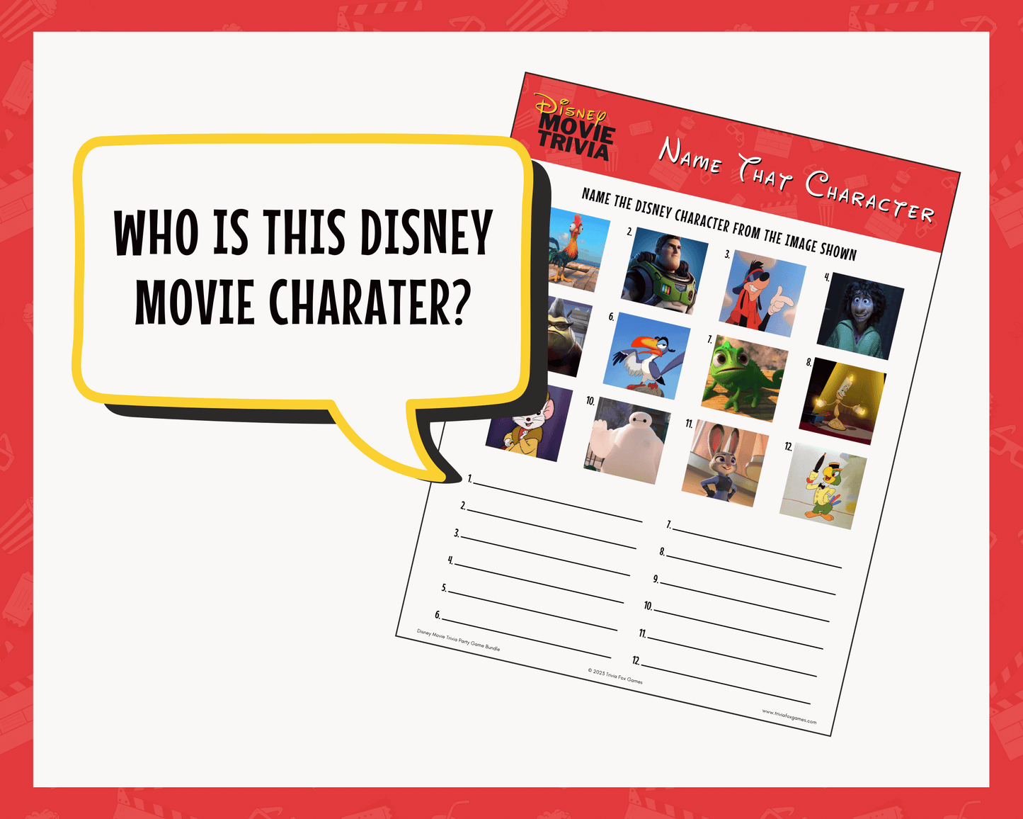 Disney Movie Trivia Printable Game Bundle