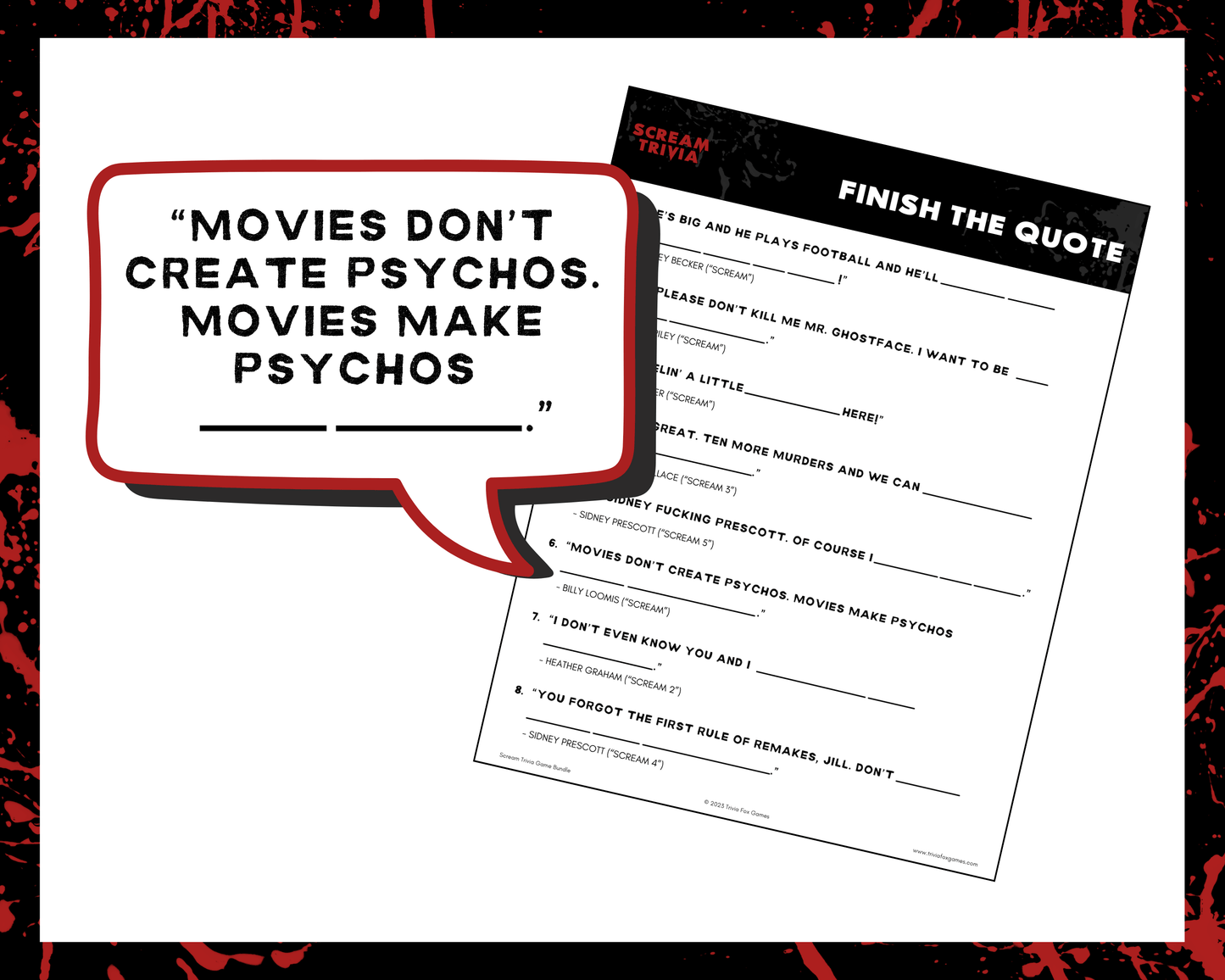 Scream Trivia Printable Game Bundle
