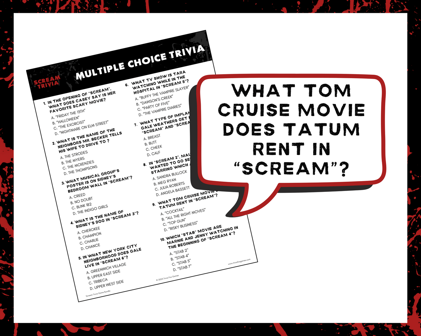 Scream Trivia Printable Game Bundle