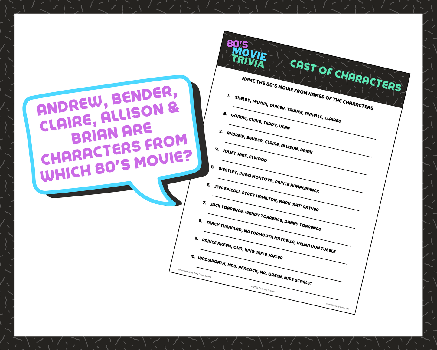 80's Movie Trivia Party Game Bundle