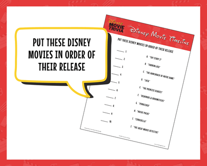 Disney Movie Trivia Printable Game Bundle