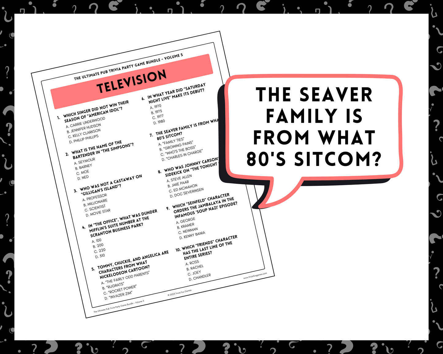 Pub Trivia Party Game Bundle (Volume 5)