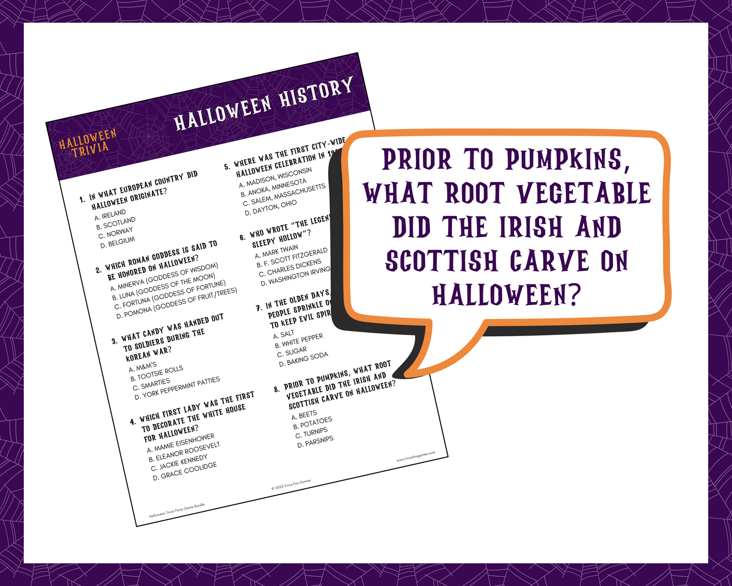Halloween Trivia Party Game Bundle