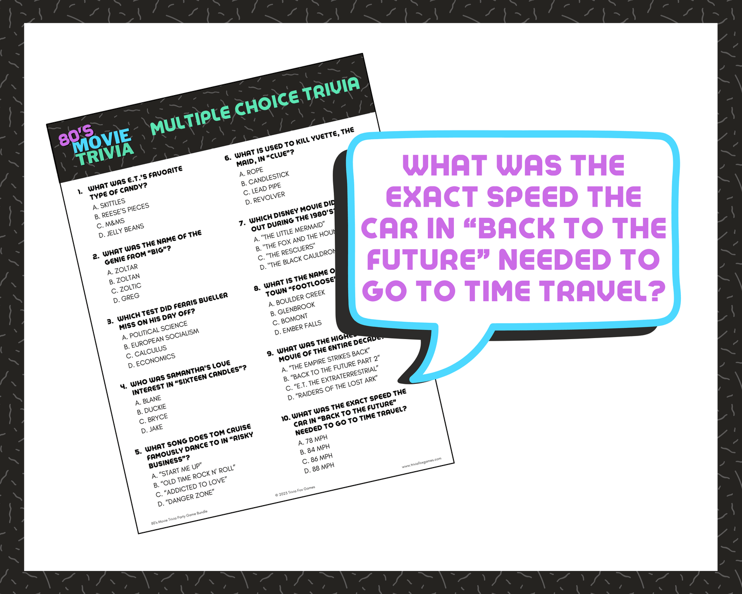 80's Movie Trivia Party Game Bundle