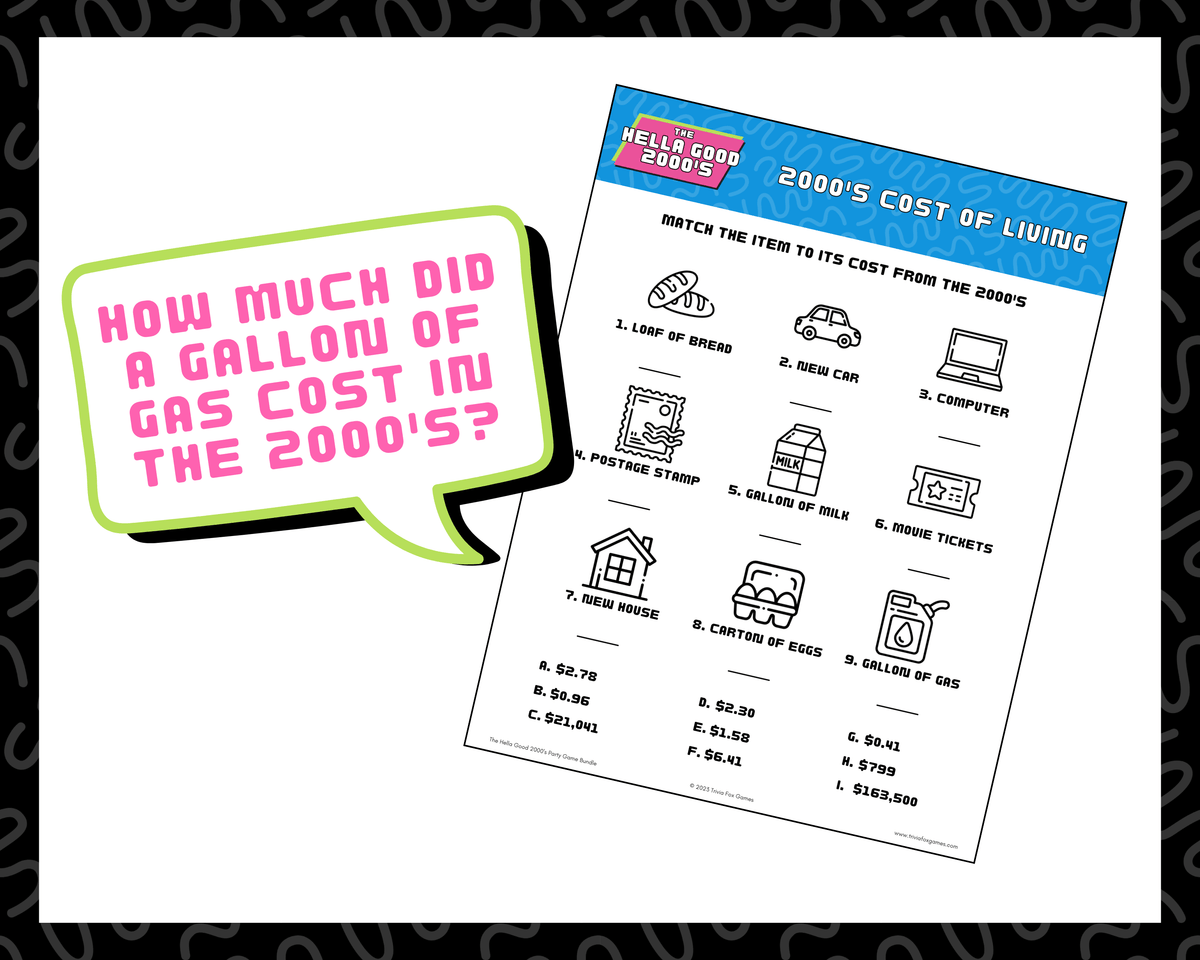 2000's Trivia Printable Game Bundle