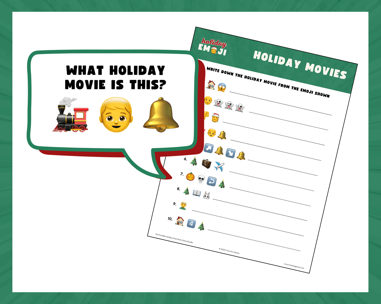 Holiday Emoji Printable Party Game Bundle