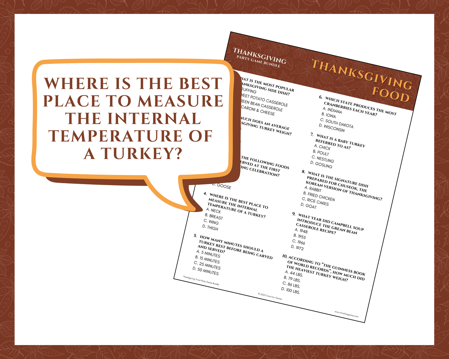 Thanksgiving Trivia Party Game Bundle