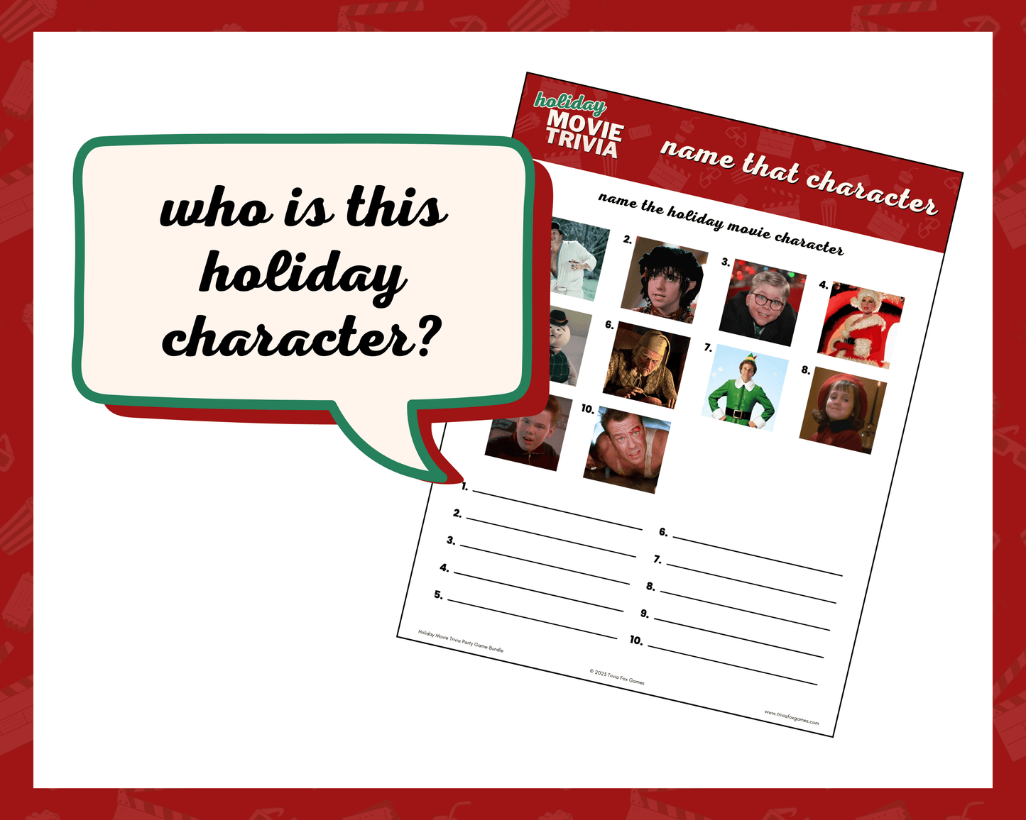 Holiday Movie Trivia Printable Game Bundle