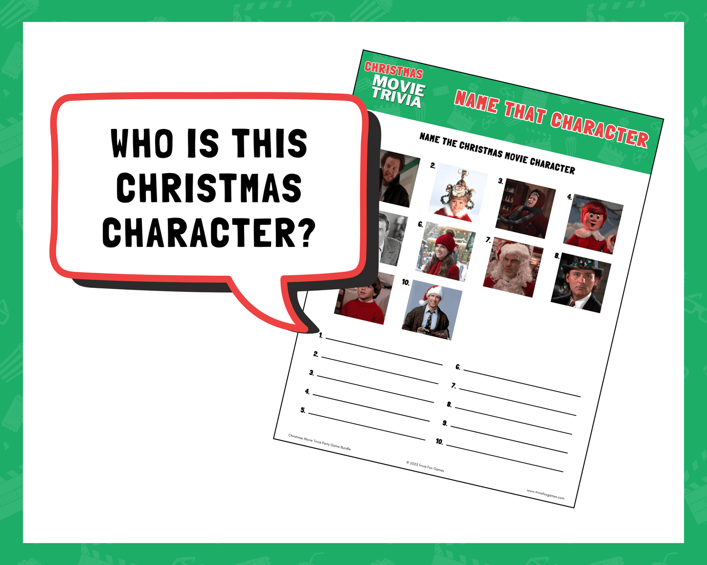 Christmas Movie Trivia Printable Game Bundle