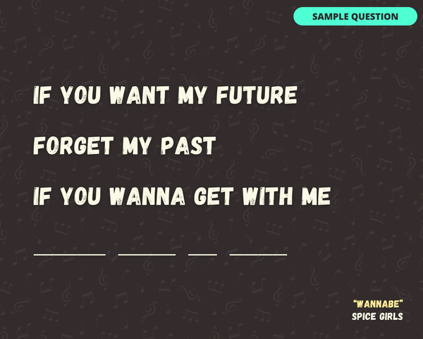 FINISH THE 90'S LYRICS DIGITAL PARTY GAME