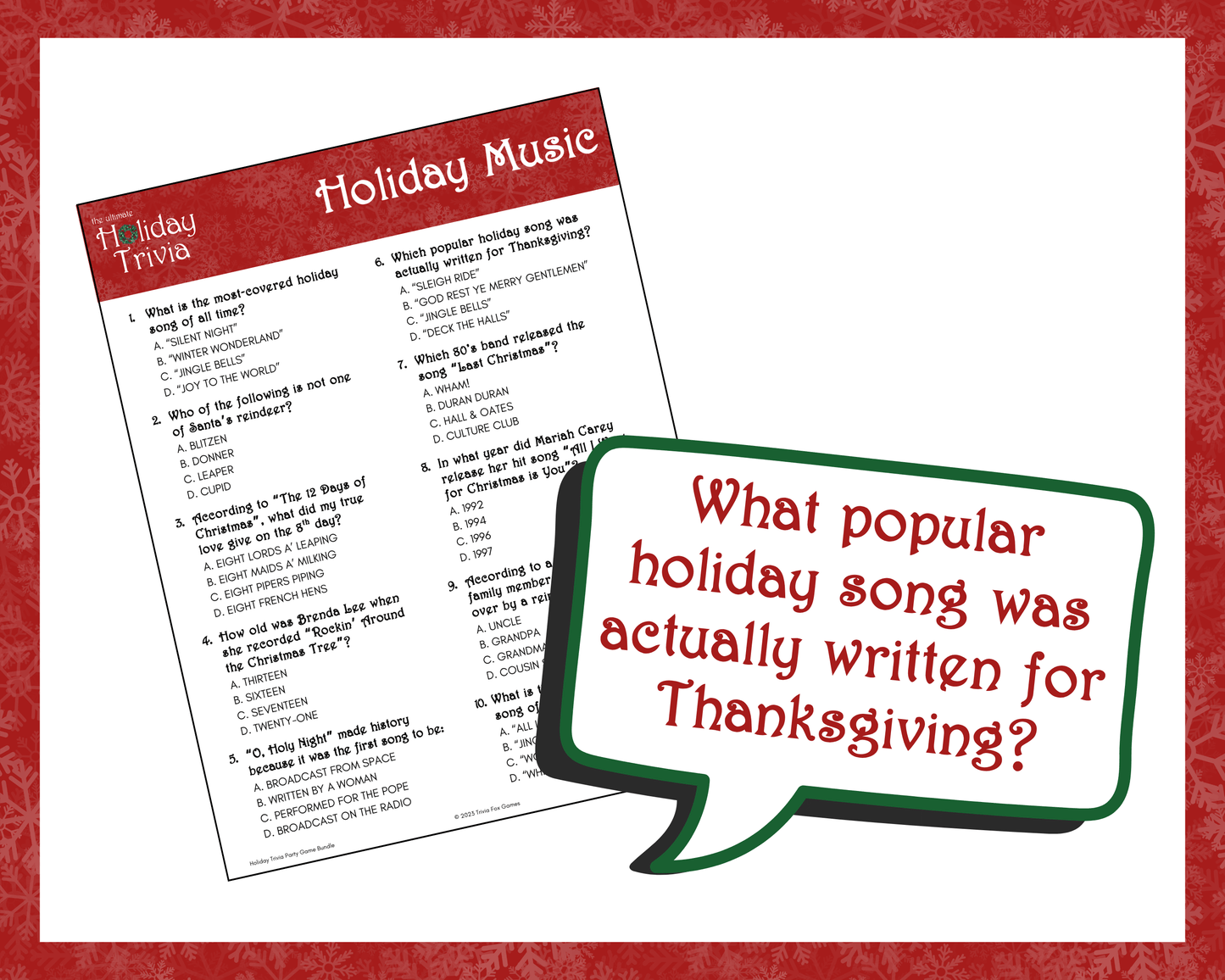 Holiday Trivia Printable Game Bundle