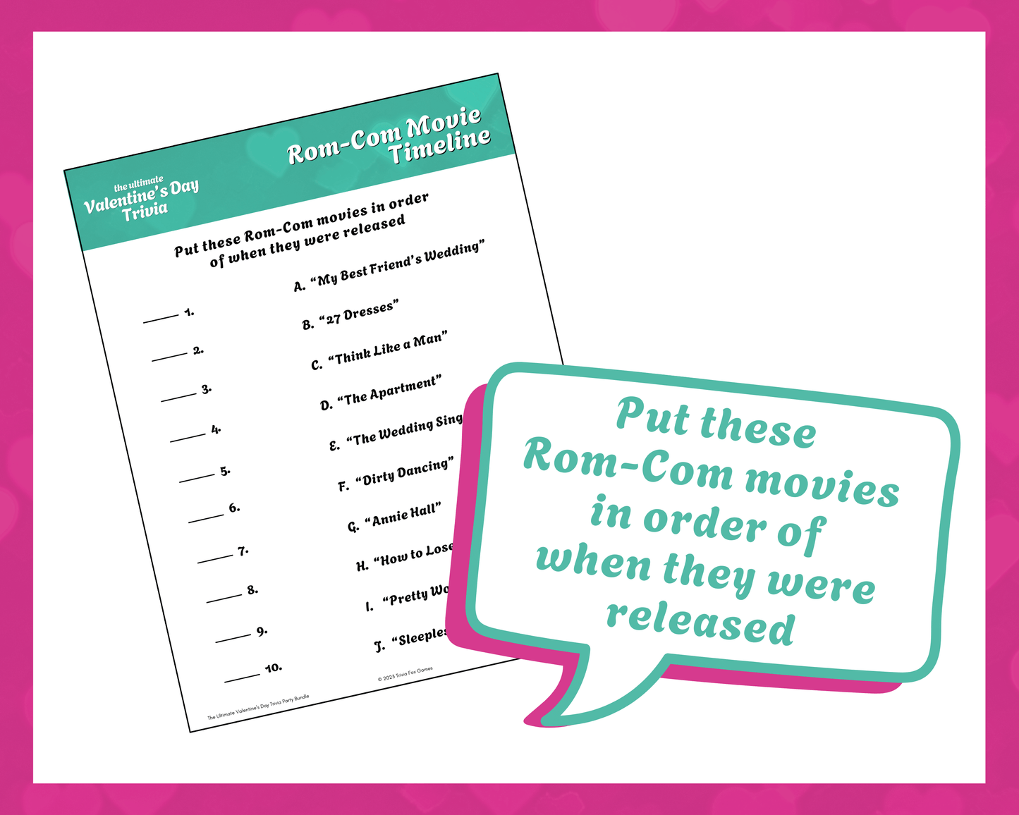 Valentine's Day Trivia Printable Game Bundle