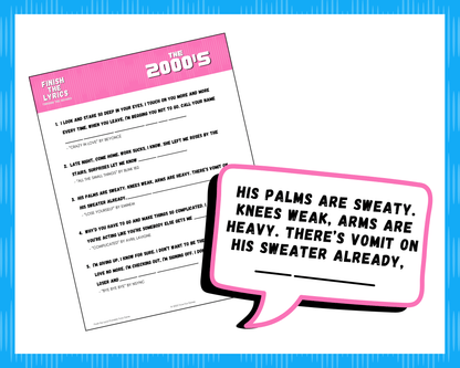 Finish the Lyrics Printable Trivia Game