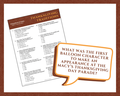 Thanksgiving Trivia Party Game Bundle