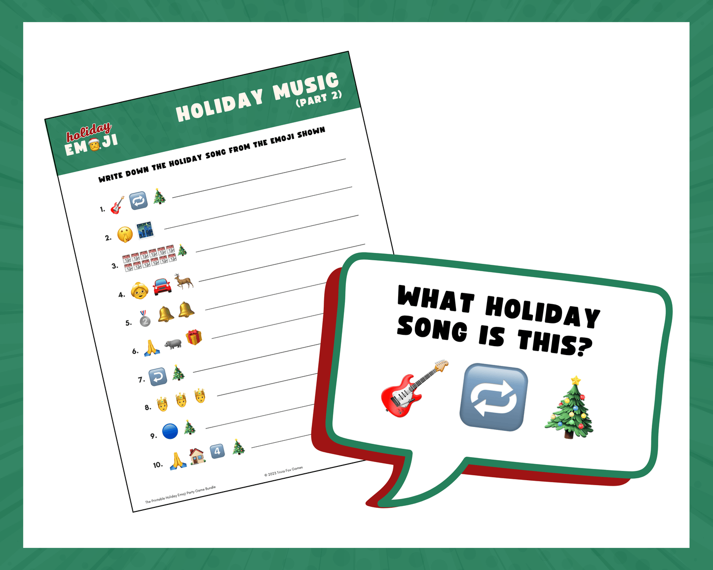Holiday Emoji Printable Party Game Bundle