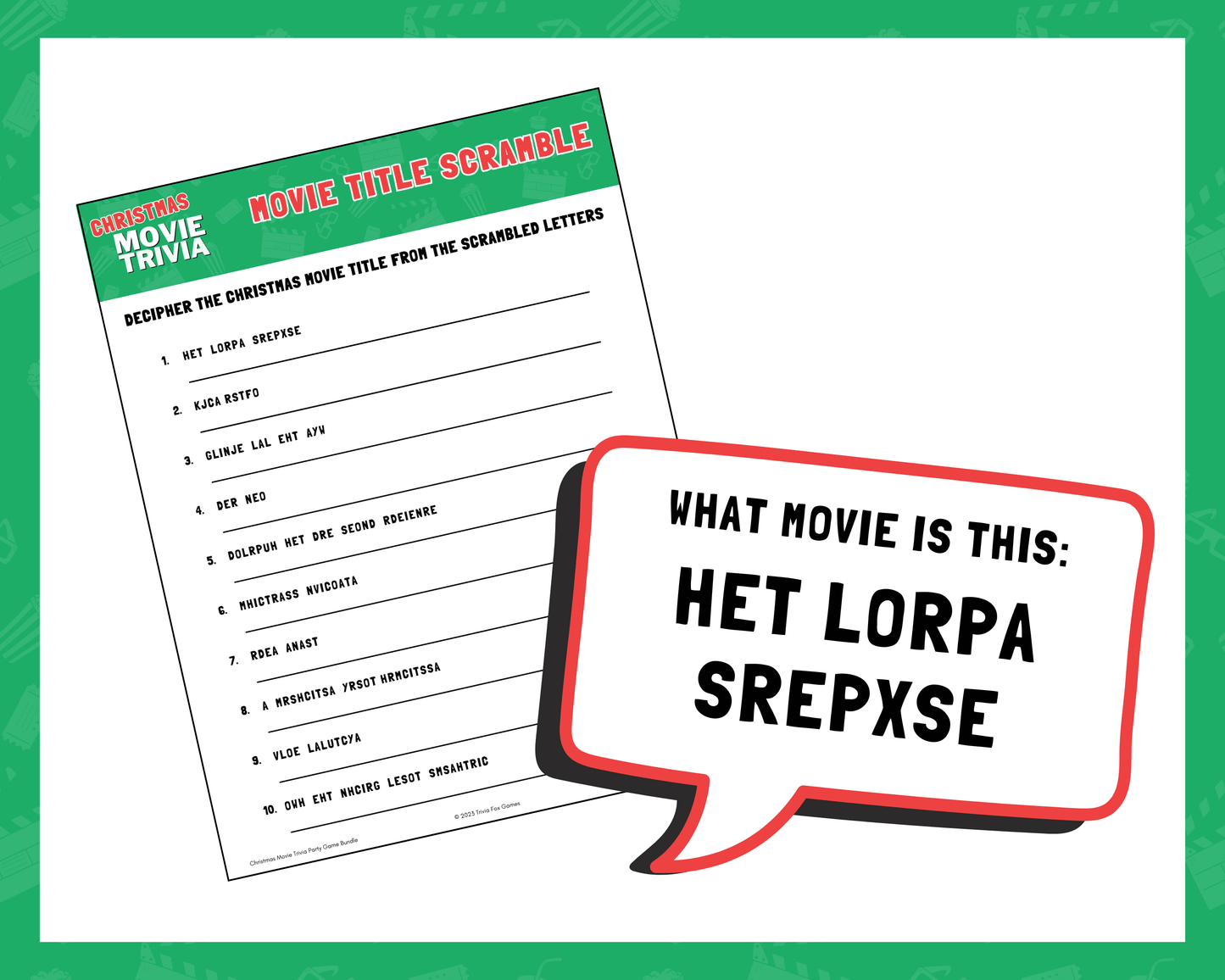 Christmas Movie Trivia Printable Game Bundle