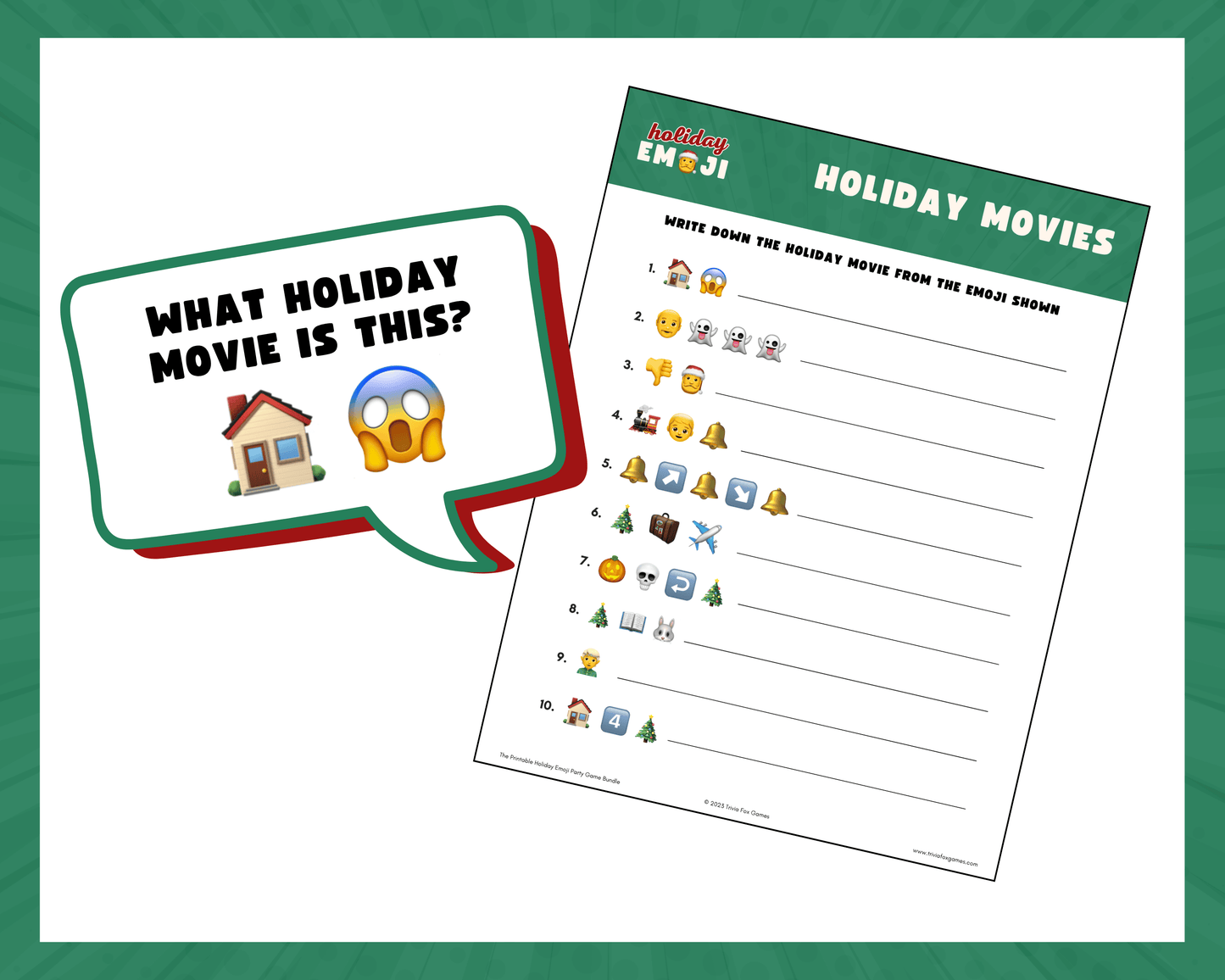 Holiday Emoji Printable Party Game Bundle