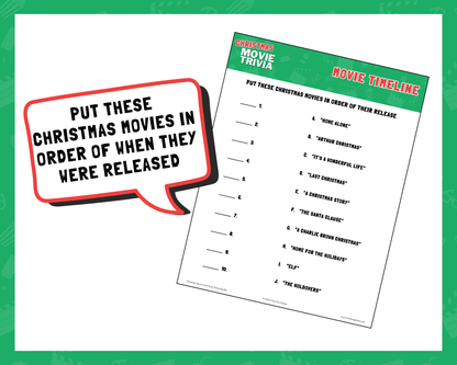 Christmas Movie Trivia Printable Game Bundle