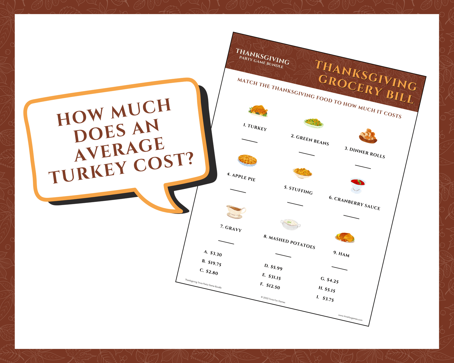 Thanksgiving Trivia Party Game Bundle