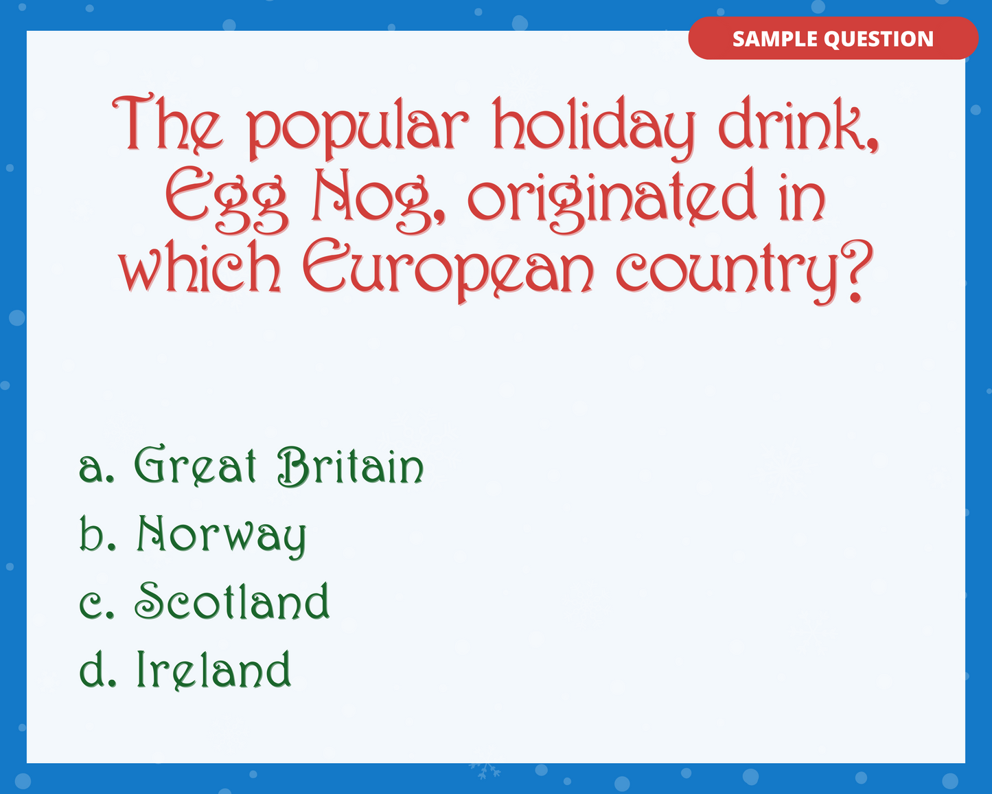HOLIDAY TRIVIA PRINTABLE GAME