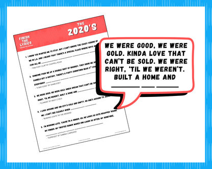 Finish the Lyrics Printable Trivia Game