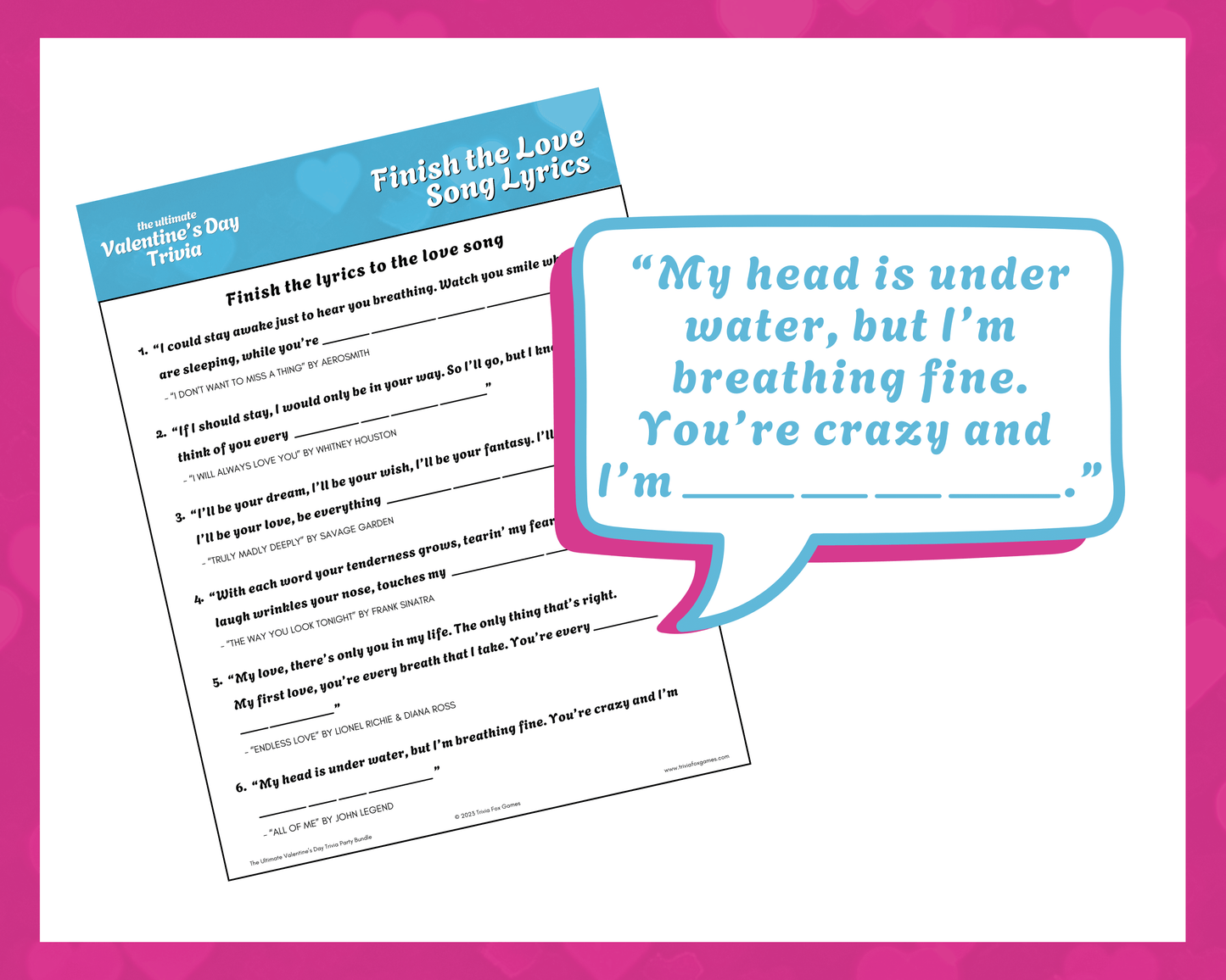 Valentine's Day Trivia Printable Game Bundle