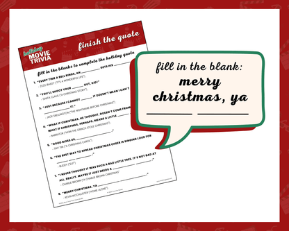 Holiday Movie Trivia Printable Game Bundle