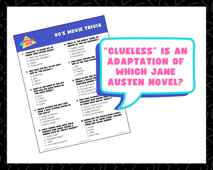 90's Trivia Printable Game Bundle