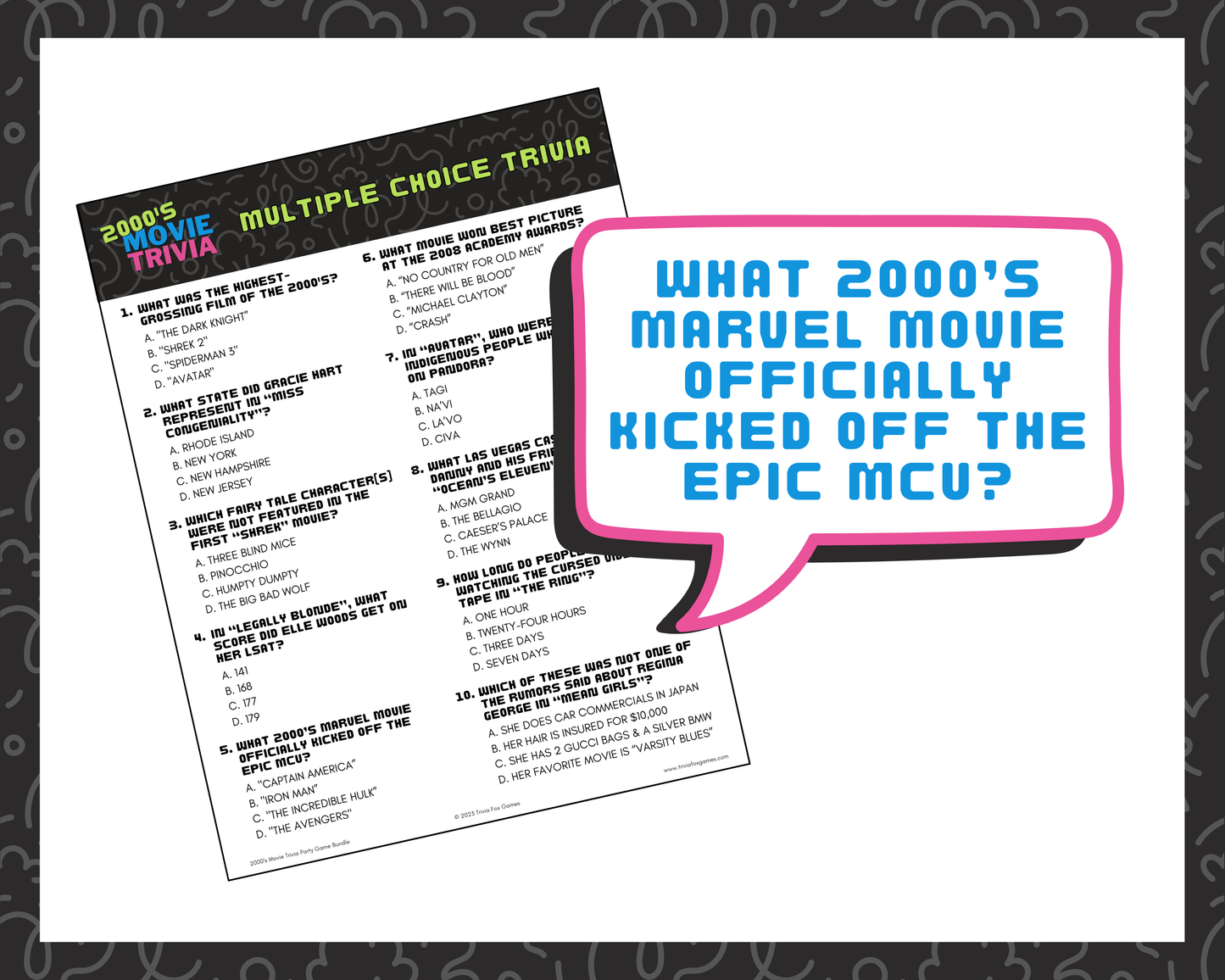 2000's Movie Trivia Party Game Bundle