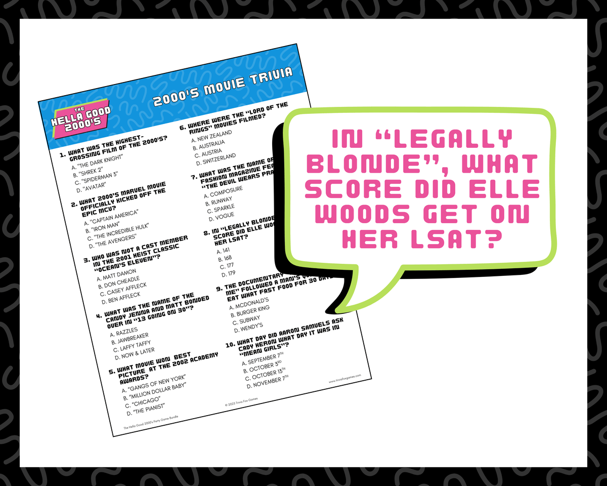 2000's Trivia Printable Game Bundle