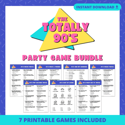 90's Trivia Party Game Bundle