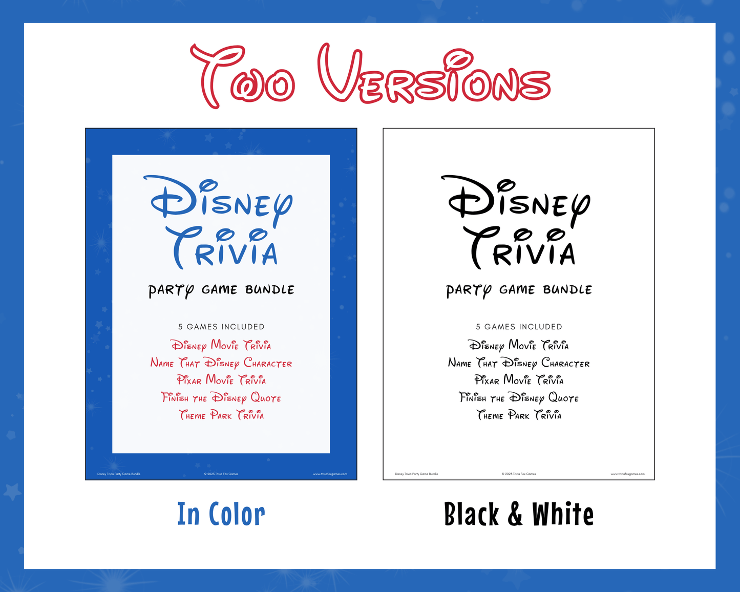 Disney Trivia Party Game Bundle