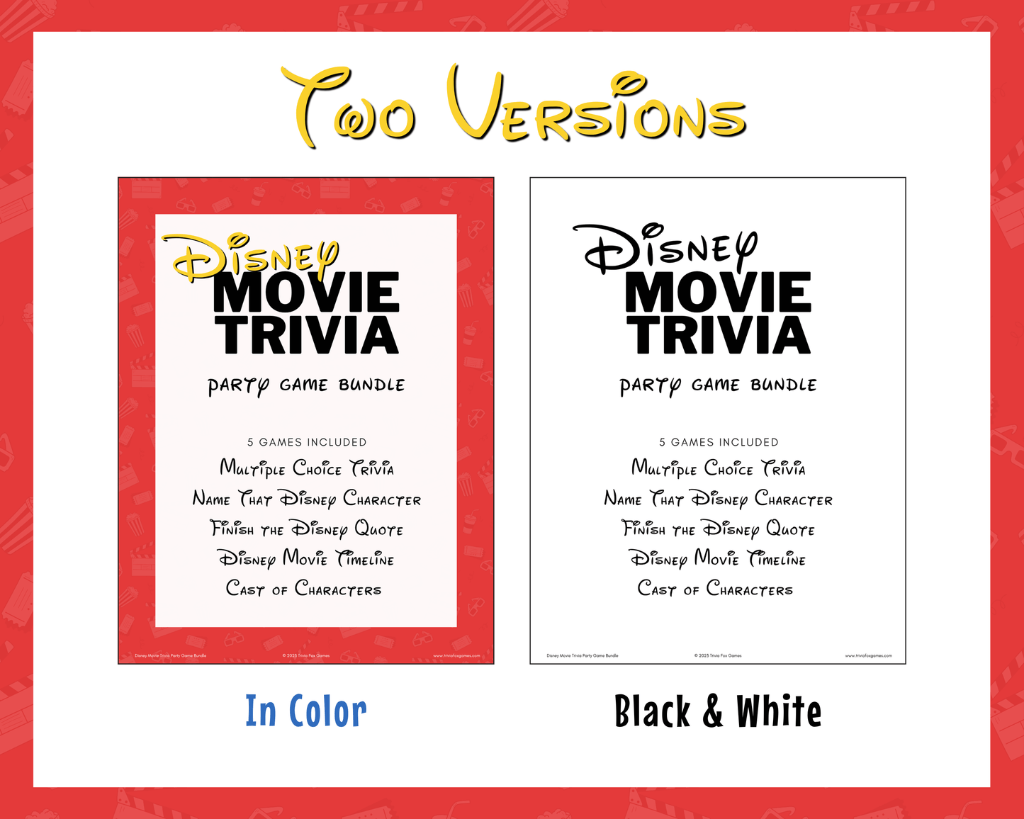 Disney Movie Trivia Printable Game Bundle