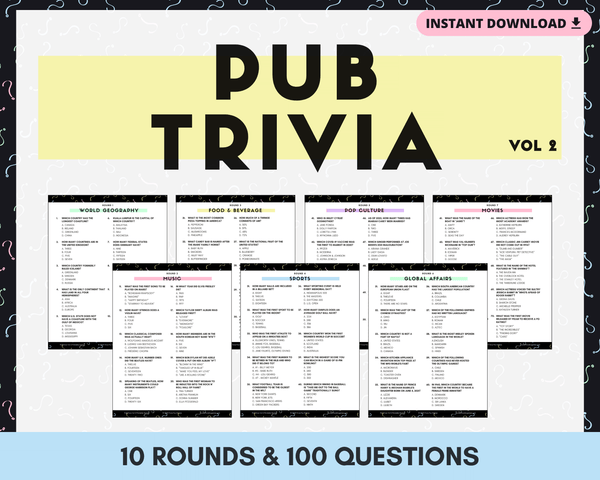 PUB TRIVIA PRINTABLE GAME (VOL. 2)