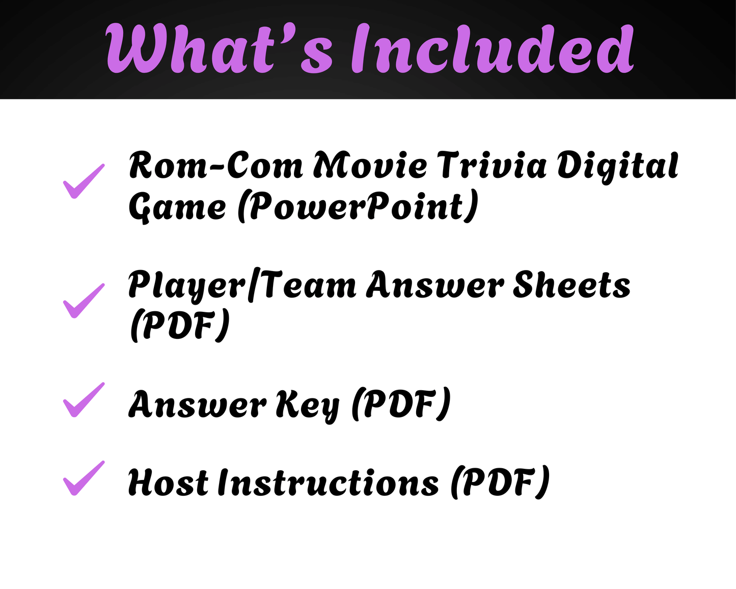 Rom-Com Movie Trivia Digital Game