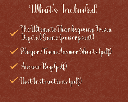 Thanksgiving Trivia Digital Party Game