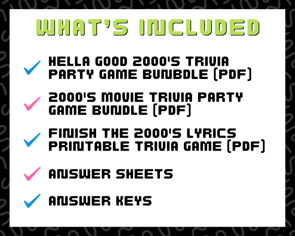 2000's Trivia Printable Game Bundle