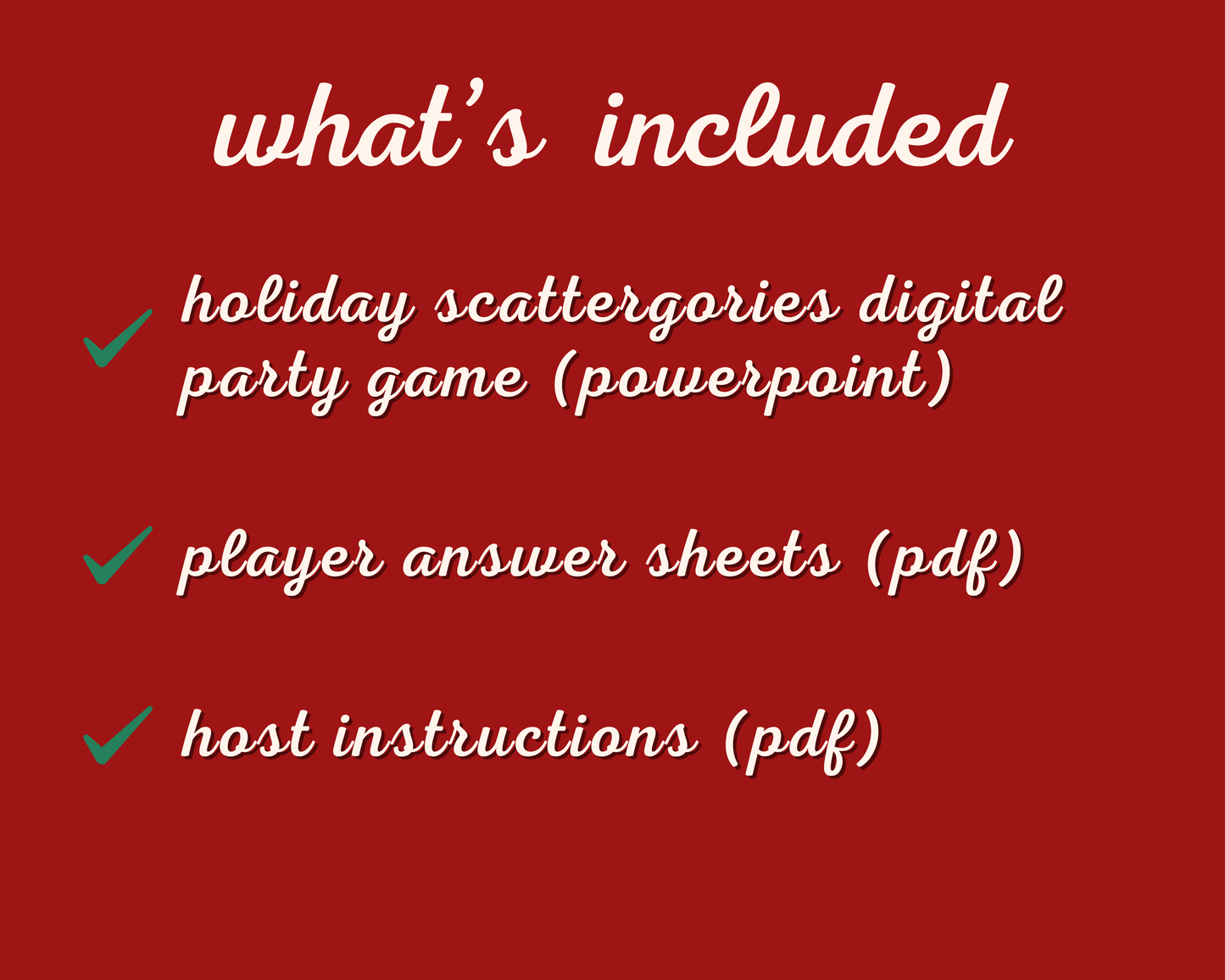 Holiday Scattergories Digital Party Game