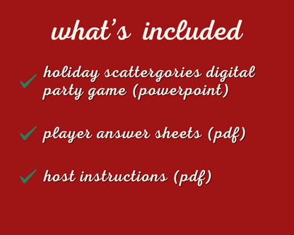 Holiday Scattergories Digital Party Game