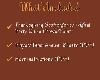 Thanksgiving Scattergories Digital Game