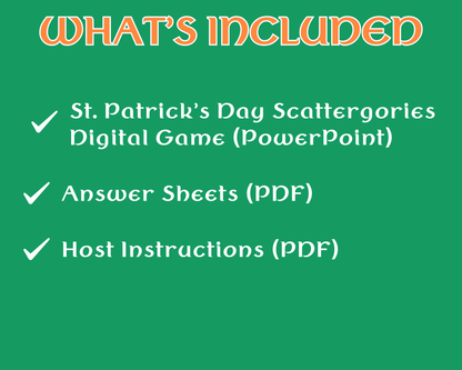 St. Patrick's Day Scattergories Digital Game